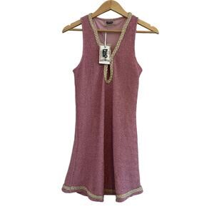 NWT Pho Firenze Knit Mini Dress Womens Medium Fairy Whimsy Event Pink Barbiecore